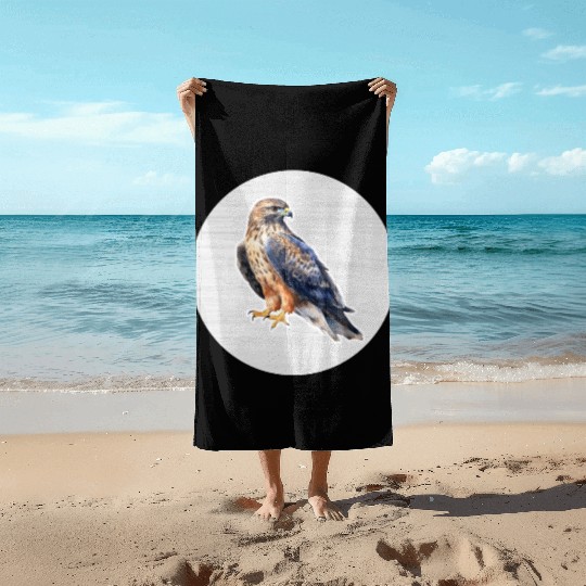 Hawk Watercolor Drawing Beach Towels