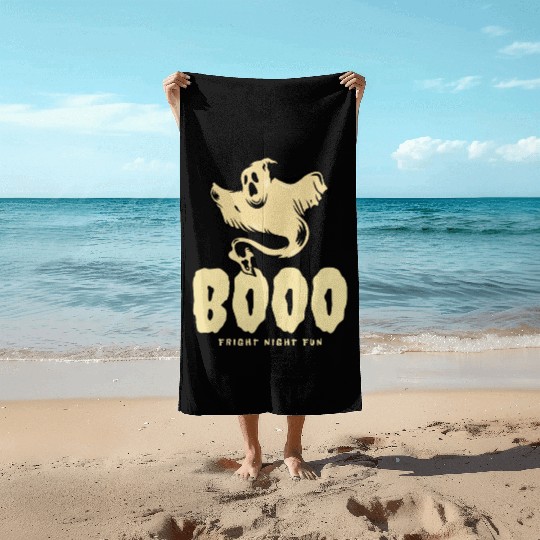 BOOO Fright Night Fun Ghost Halloween Beach Towels