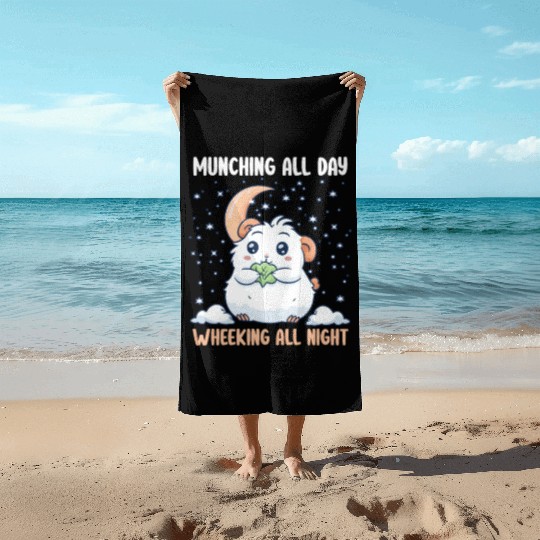 Guinea Pig Munching All Day, Wheeking All Night Beach Towels