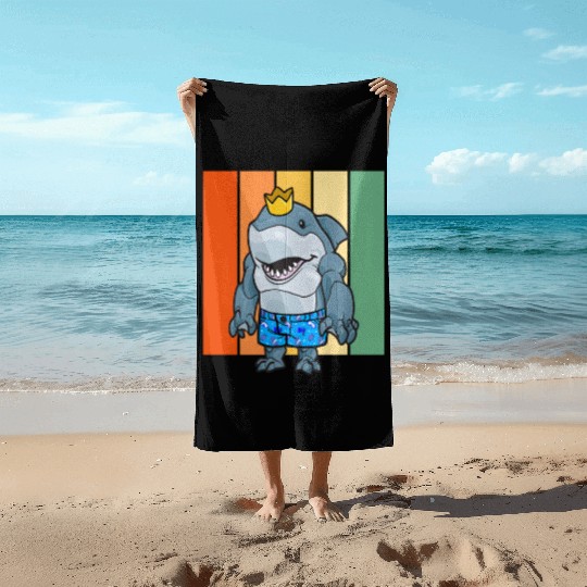 Royal Wave Rider: Adorable Crowned Shark in Beach Towels