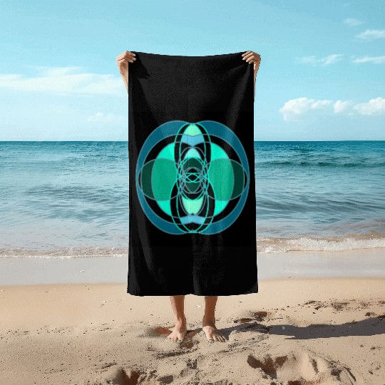 Abstract blue and green design Beach Towels