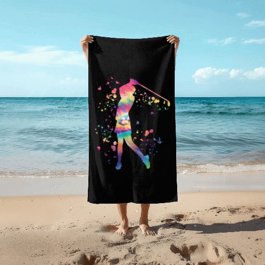 Golfer Colorsplash Kids Miniature Golf Beach Towels