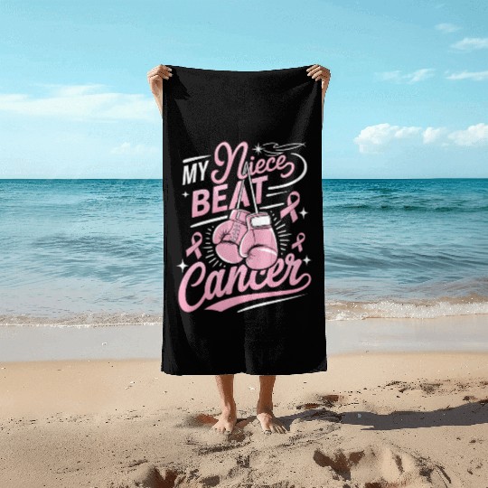 My Niece Beat Cancer Breast Cancer Awareness Beach Towels