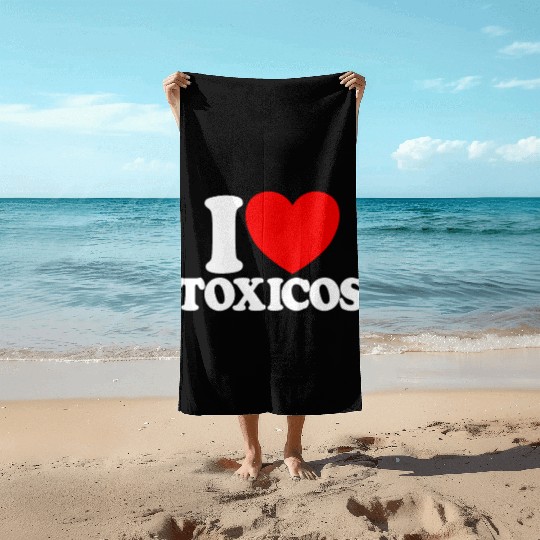 I Love Toxicos Red Heart Toxic Latino Women's Beach Towels