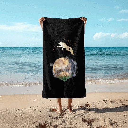 Wolf Moon Magic Beach Towels