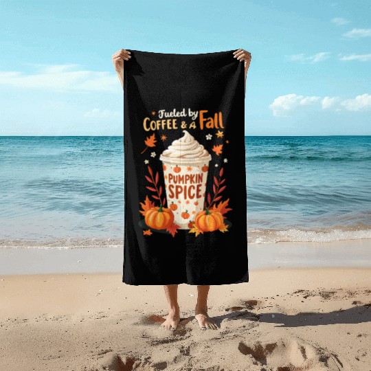Fueled by Coffee & Fall Vibes Beach Towels