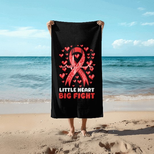 CHD Awareness Little Heart, Big Fight Beach Towels
