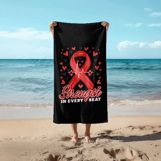 CHD Awareness Strength In Every Beat Beach Towels