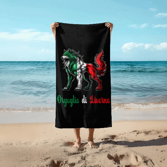 The pride of Livorno Italy flag Beach Towels