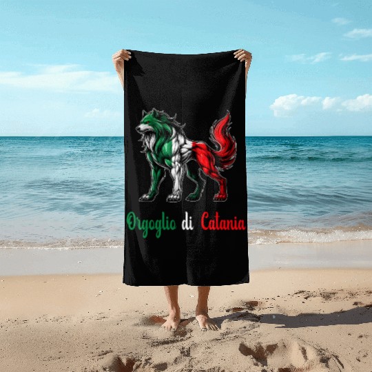 The pride of Catania Italy flag Beach Towels