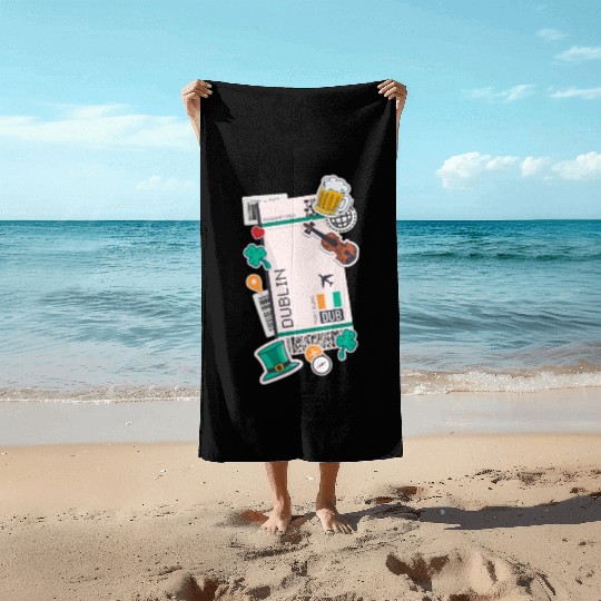 Dublin Ireland Irish Flag Beach Towels