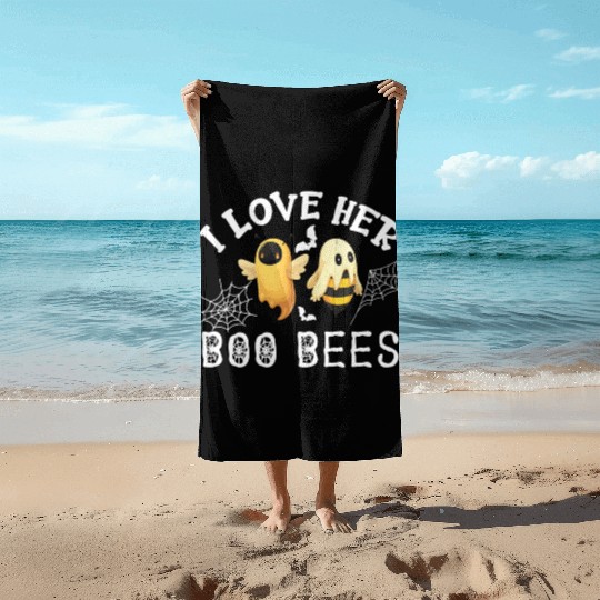 I Love Her Boo Bees Beach Towels Funny Couples Halloween Co