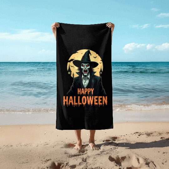 Halloween Horror Witch Beach Towels