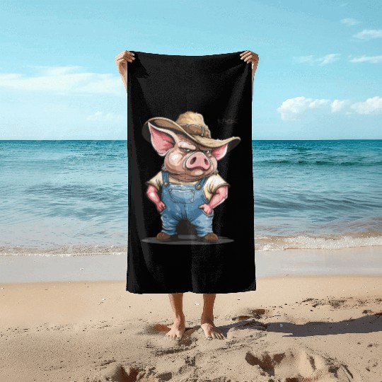 Hillbilly Pig Farmer – Redneck Village Life Beach Towels