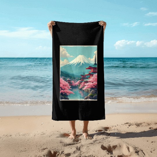 Serenity Beneath Mount Fuji Beach Towels