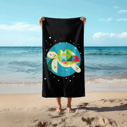 cute turtle - creative underwater world Beach Towels