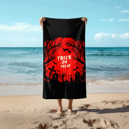 Trick or Treat Graveyard Beach Towels