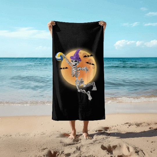 Volleyball Skeleton Volleyball Player Halloween Beach Towels