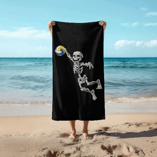 Volleyball Skeleton Volleyball Player Halloween Beach Towels