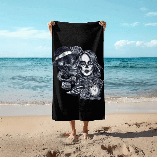 Chicano Street Art Graphic Beach Towels