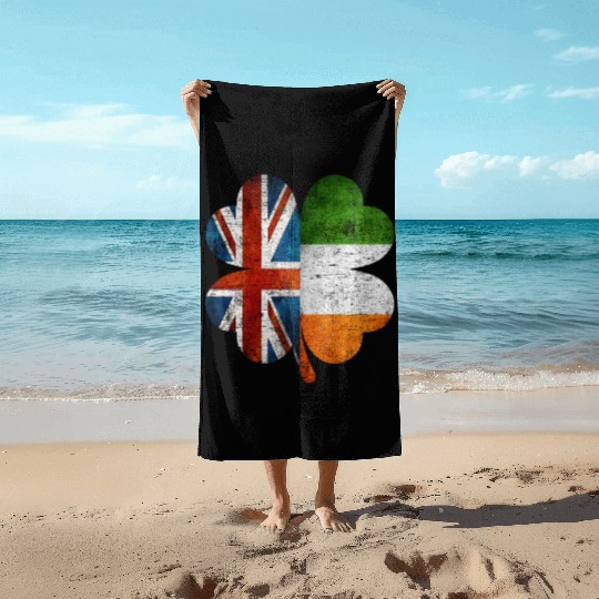 British Irish Shamrock United Kingdom Ireland Flag Beach Towels