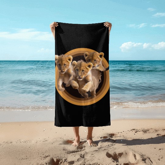 Kittens, Lion cubs Beach Towels
