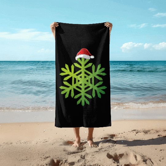 Christmas Buffalo Plaid Snowflakes Santa hat Beach Towels