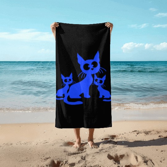 Crazy Cats Family Mom Dad 2 Small Cute Kids Babies Beach Towels