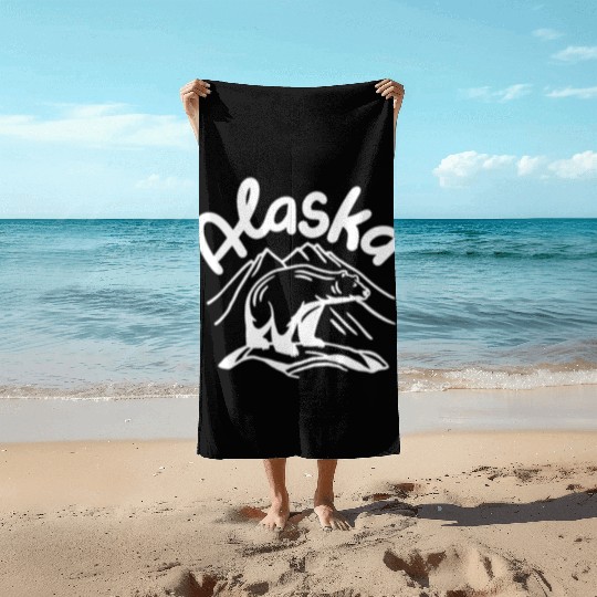 Alaska Bear Adventure Lovers Beach Towels