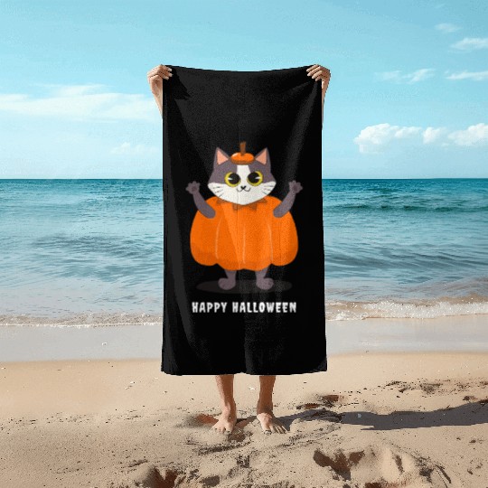 Happy Halloween Beach Towels