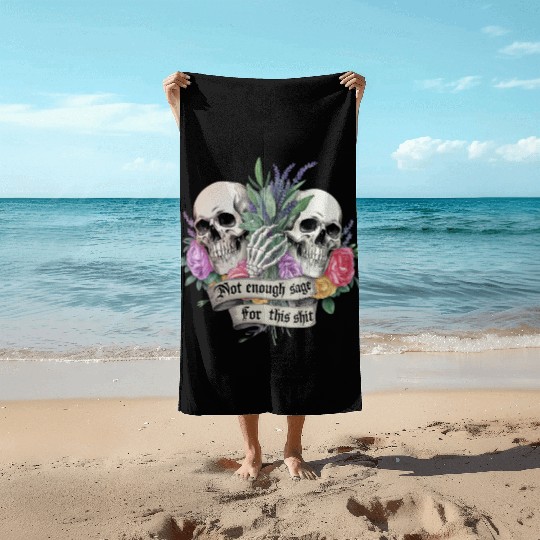 Bold Gothic Skulls & Sage Art | Dark Humor Beach Towels