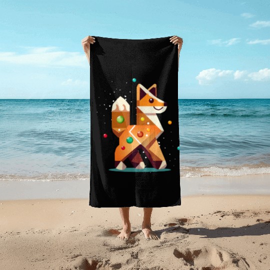 Fox in gingerbread style -creative Christmas motif Beach Towels