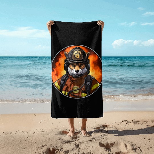 Fox Firefighter Beach Towels