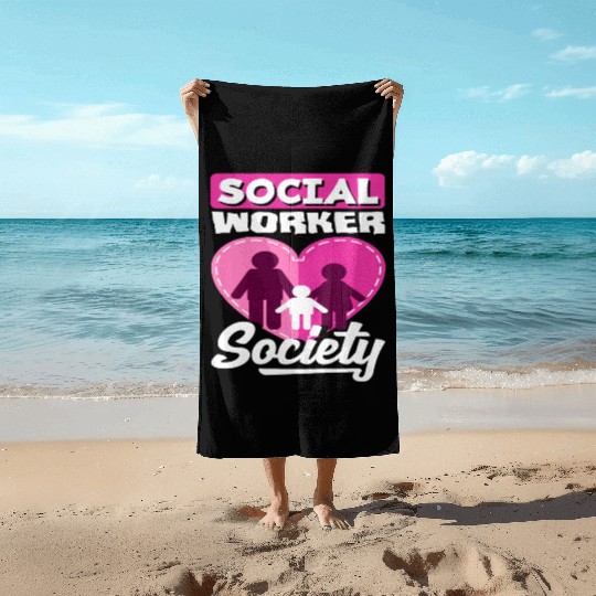 Social Worker Society Heart Family Beach Towels