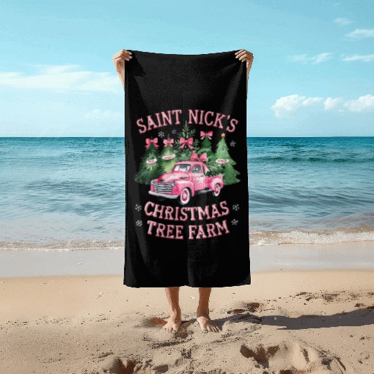 Saint Nick's Christmas Tree Farm, farm fresh trees Beach Towels