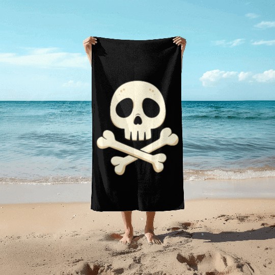 Cartoon skull and crossbones Beach Towels