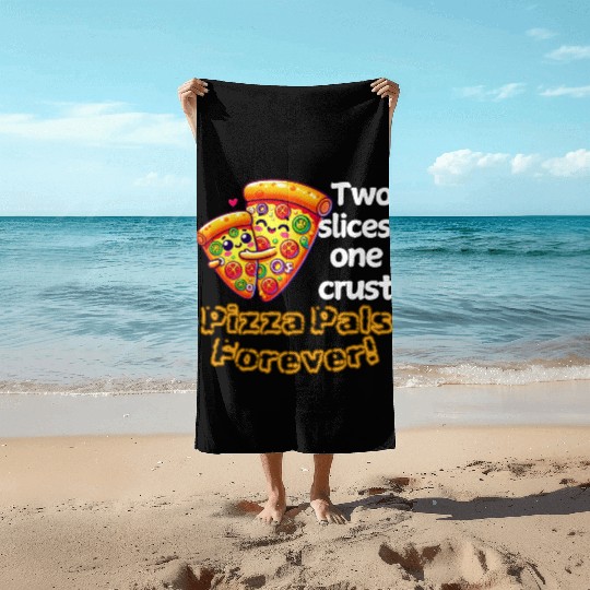 Cheesy Together: Two Slices, One Heart! Beach Towels