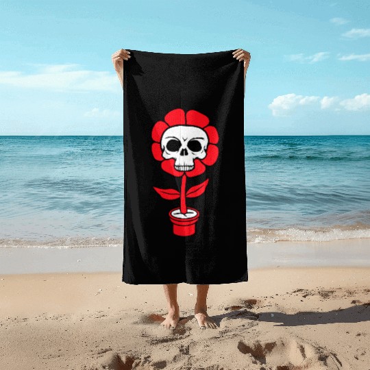 Evil Skull Flower Horror Halloween Skeleton Head Beach Towels