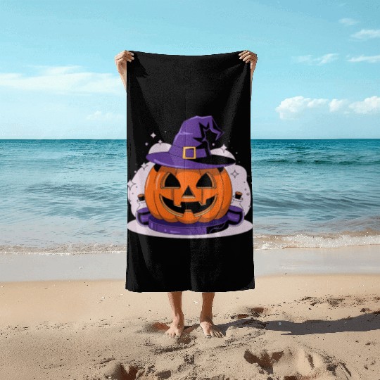 Witchy Jack-O'-Lantern Beach Towels