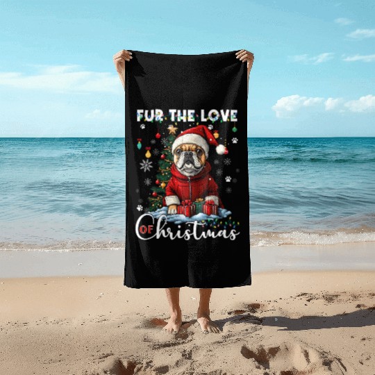 French Bulldog Christmas Tree Decoration Dog Lover Beach Towels