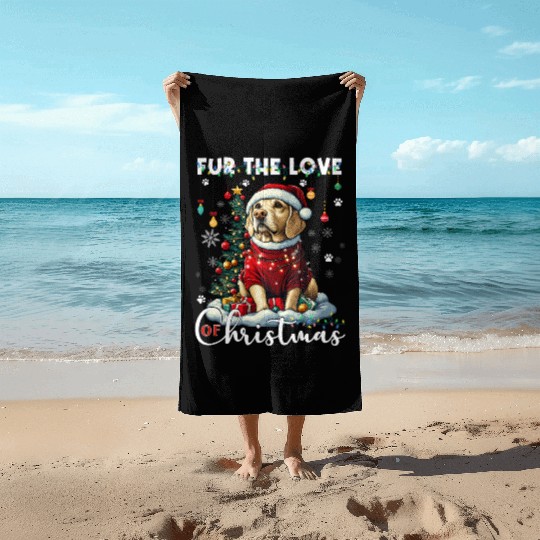 Labrador Retriever Christmas Tree Decorations Dog Beach Towels