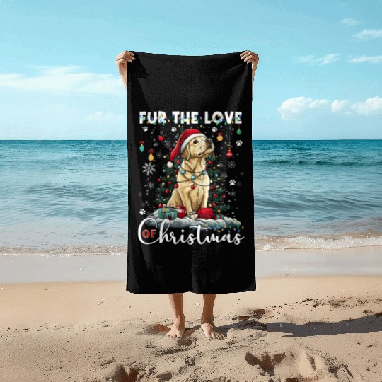 Labrador Retriever Christmas Tree Decorations Dog Beach Towels