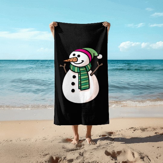 Snowman Design for Winter Apparel Beach Towels