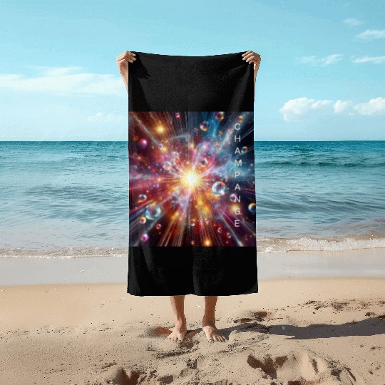 Champagne Supernova Beach Towels