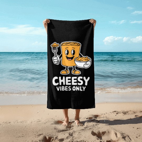 Cheesy Vibes Only Cartoon Delight Beach Towels