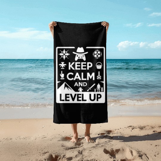 Keep Calm and Level Up Beach Towels