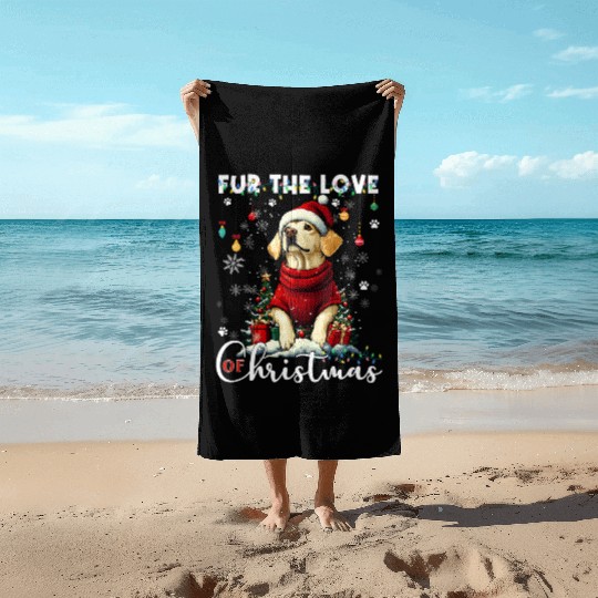 Labrador Retriever Christmas Tree Decorations Dog Beach Towels