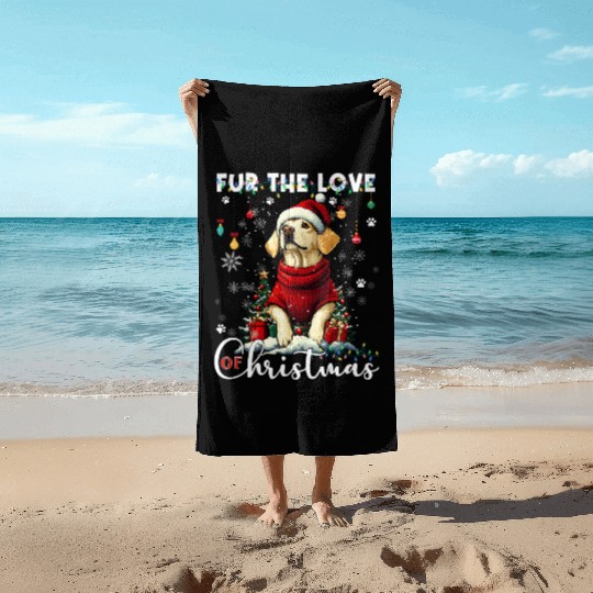 Labrador Retriever Christmas Tree Decorations Dog Beach Towels