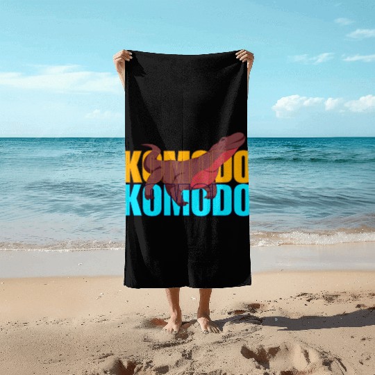 Fierce Komodo Dragon Beach Towels