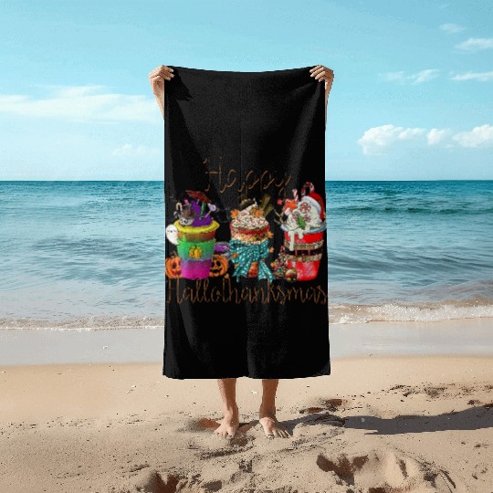 Happy Hallothanksmas Beach Towels